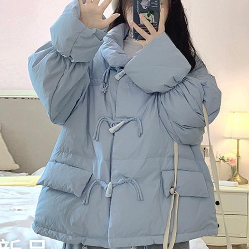 大码感时尚棉服外套女冬季牛角扣棉衣面包服胖MM遮肉显瘦上衣