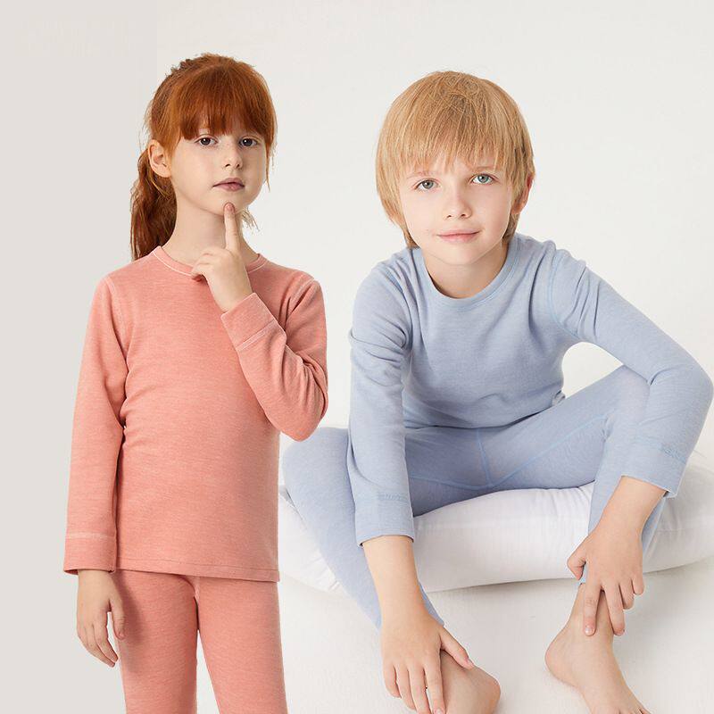 儿童羊毛蚕丝保暖内衣套装男女童秋衣秋裤中大童冬季加绒加厚睡衣