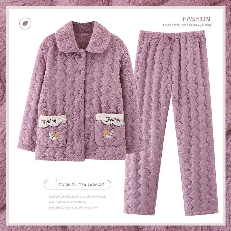 夹棉睡衣女冬季加厚珊瑚绒保暖加绒兔绒家居服中老年妈妈超厚套装,童装/婴儿装/亲子装,家居服套装,淘宝优惠券,粉丝福利购,淘宝优惠卷