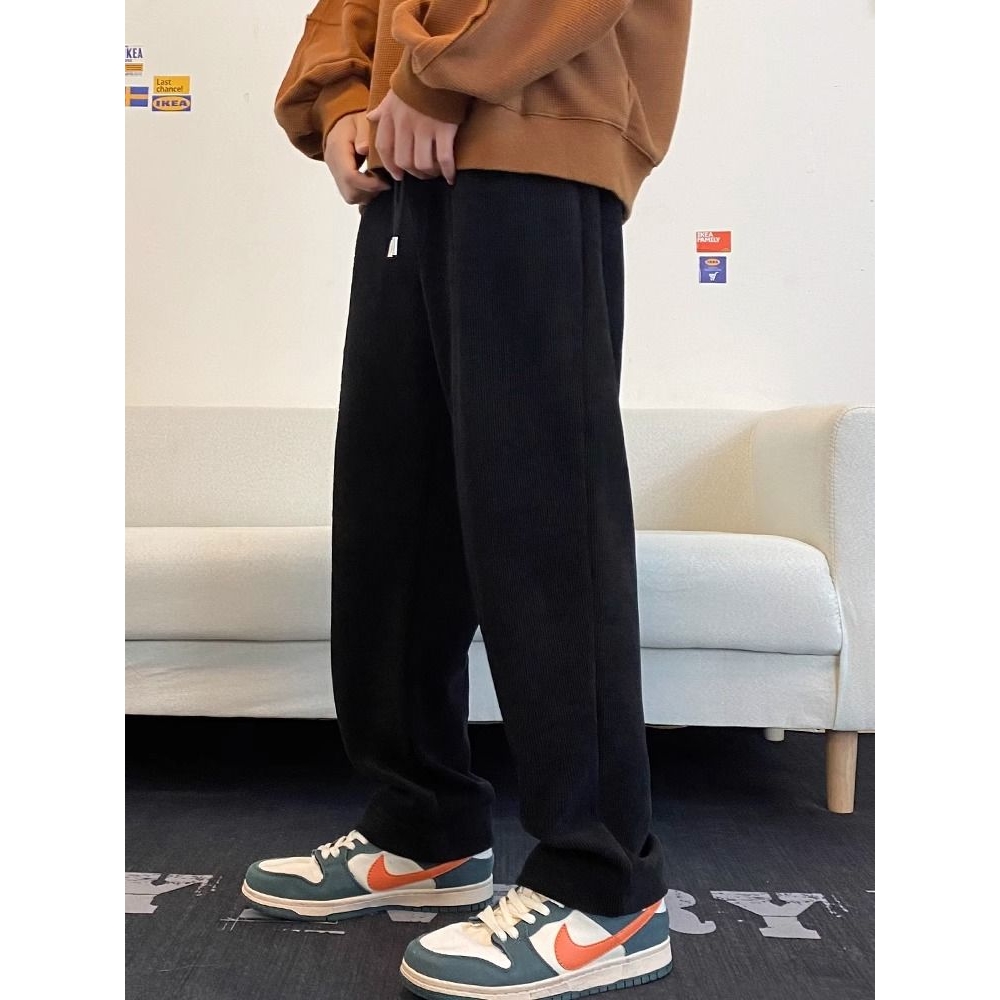 男士2025春秋新款休闲裤宽松直筒运动卫裤百搭灯芯绒长裤子男款潮
