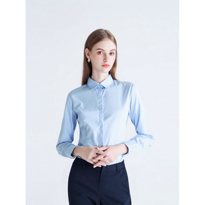 竹纤维女长袖衬衫春秋职业通勤白衬衣女免烫抗皱商务衬衫正装工服