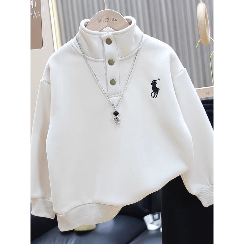 男童加绒卫衣秋冬款新款儿童一体绒打底衫男孩冬季加厚上衣潮