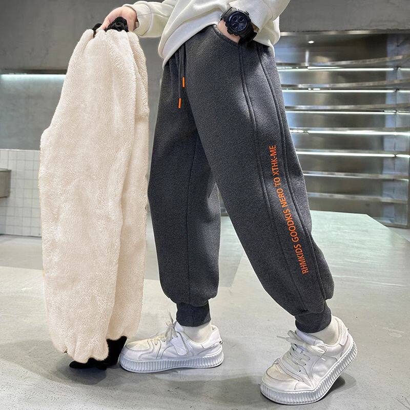 童裤男童羊羔绒裤子加绒加厚中大童一体绒卫裤儿童保暖裤运动裤潮