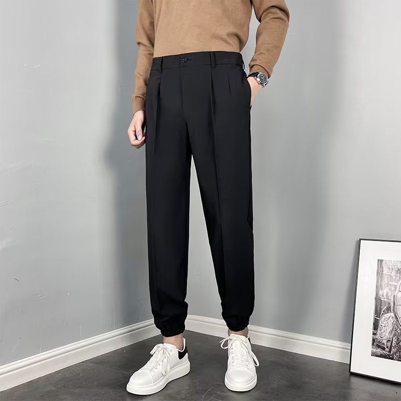 秋冬韩版潮流垂感西装裤男直筒宽松休闲裤束脚裤小西裤男生长裤潮