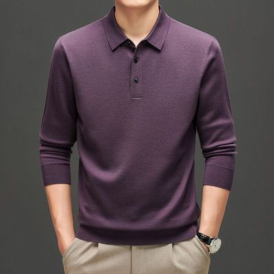 羊毛衫男100%纯羊毛2025秋冬薄款中年男士套头翻领细针毛衣打底衫