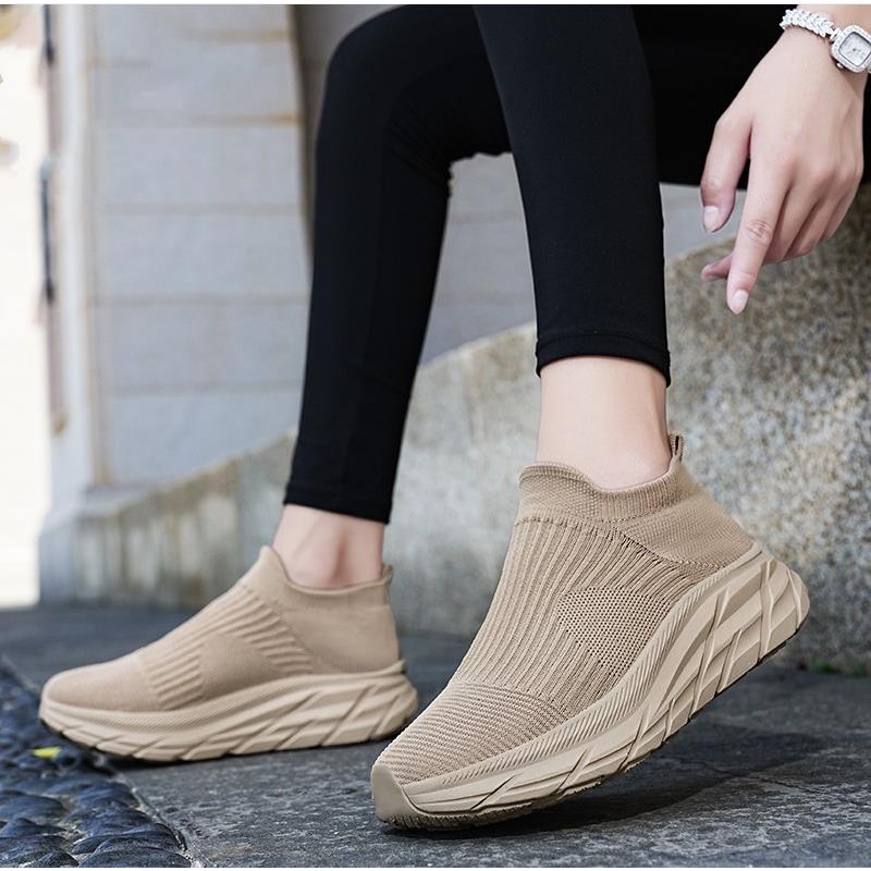 女鞋厚底4cm运动休闲袜子鞋男冬季加绒跑步鞋