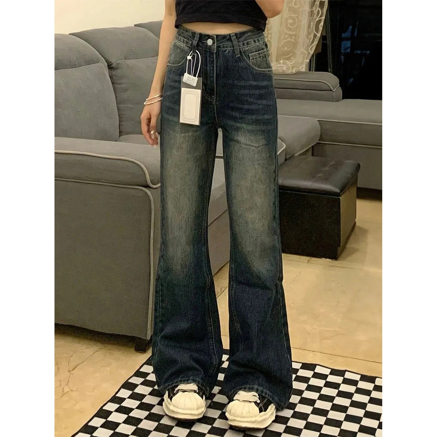 微喇牛仔裤女年新款美式高腰显瘦宽松阔腿不贴腿喇叭裤子秋季,女装/女士精品,大码裤装,淘宝优惠券,粉丝福利购,淘宝优惠卷