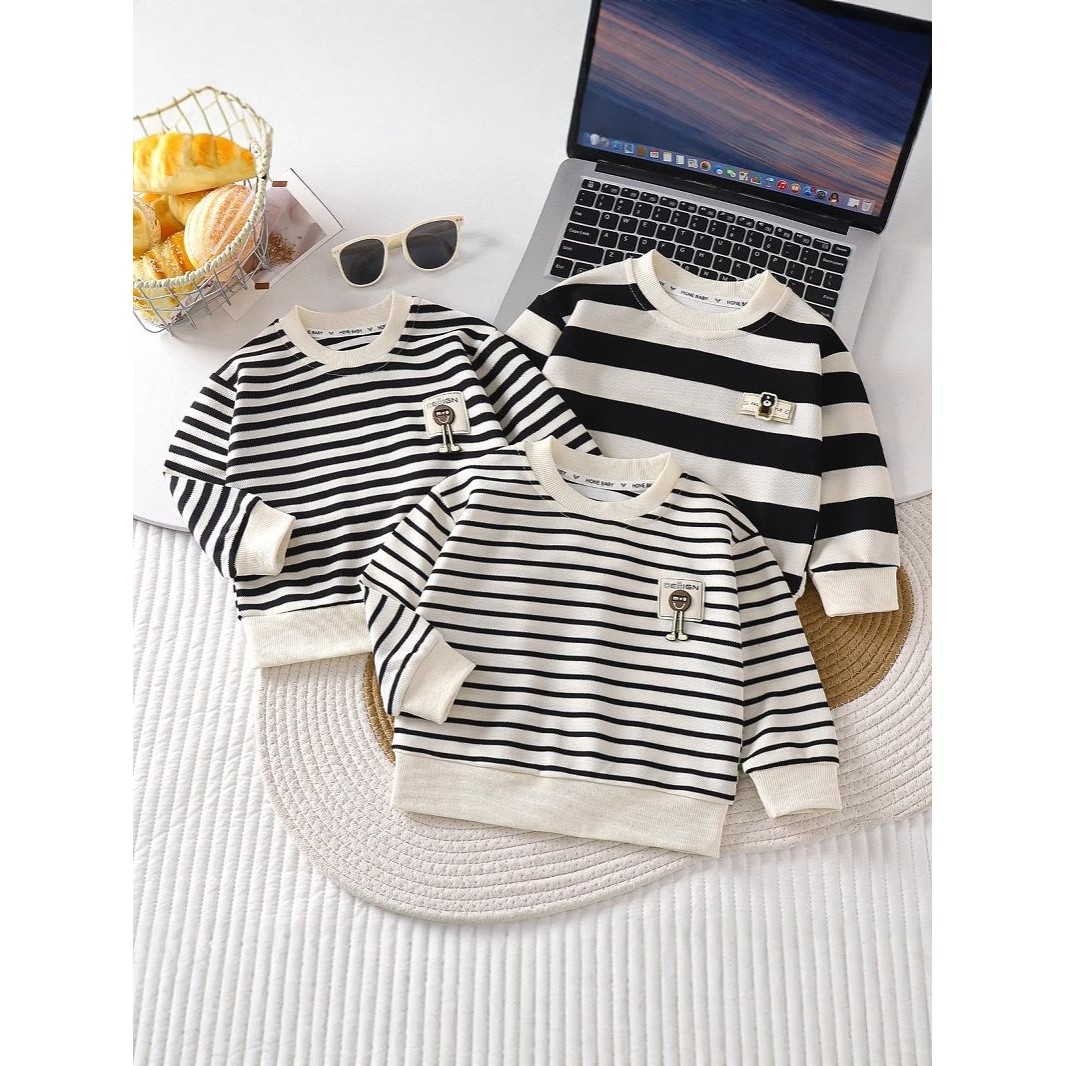 2025新款春秋儿童条纹卫衣男女童百搭圆领上衣宝宝时尚外穿打底衣,童装/婴儿装/亲子装,卫衣/绒衫,淘宝优惠券,粉丝福利购,淘宝优惠卷
