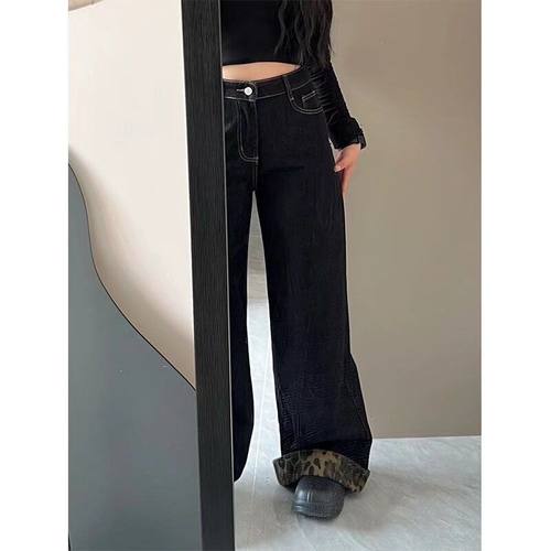 牛仔裤女直筒宽松春季秋冬2025年新款高腰显瘦小个子阔腿拖地裤子