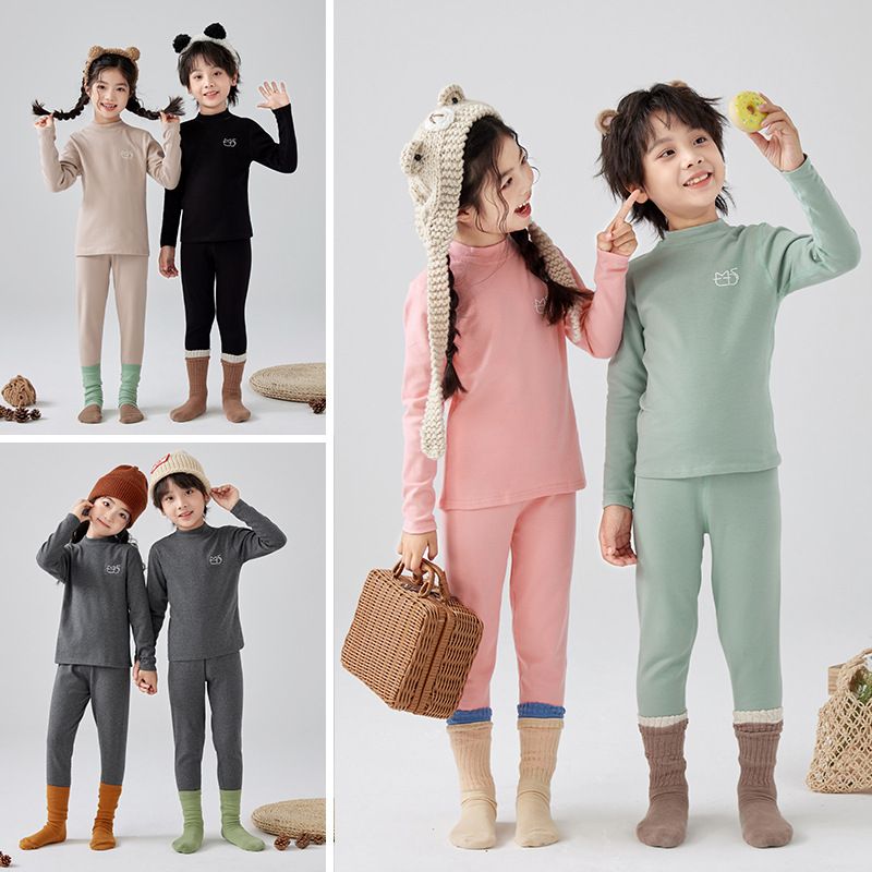 儿童纯棉秋衣秋裤男童羊毛绒睡衣小女孩家居服中大童保暖内衣套装