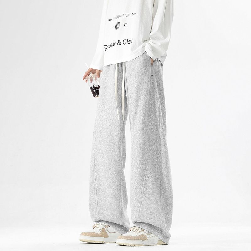 美式运动卫裤男款2025春秋季新款宽松直筒垂感阔腿休闲抽绳长裤子