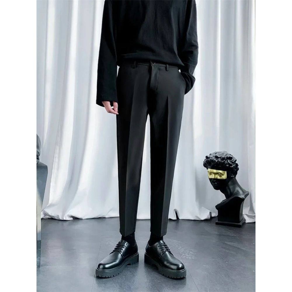 小西裤男垂感九分裤秋冬韩版潮流直筒修身小脚休闲西装裤子男现货