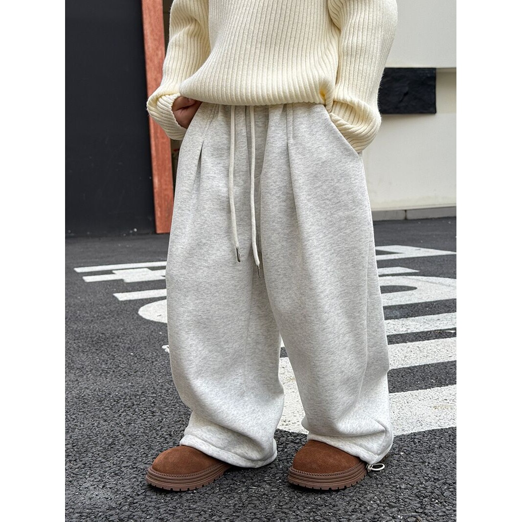 儿童加绒裤子秋冬款男童加厚运动裤冬装新款宽松卫裤洋气长裤