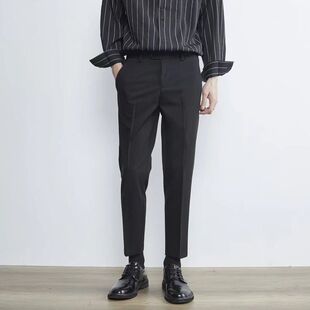 轻熟风西装裤男胖子大码秋冬锥形韩版弹力休闲西裤高级垂坠感
