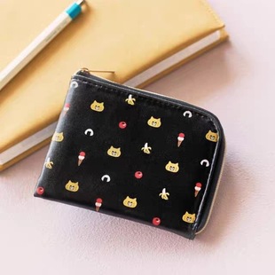 日杂附录赠品包可爱卡通钱包野猫军团周边L型拉链小好多功能卡包