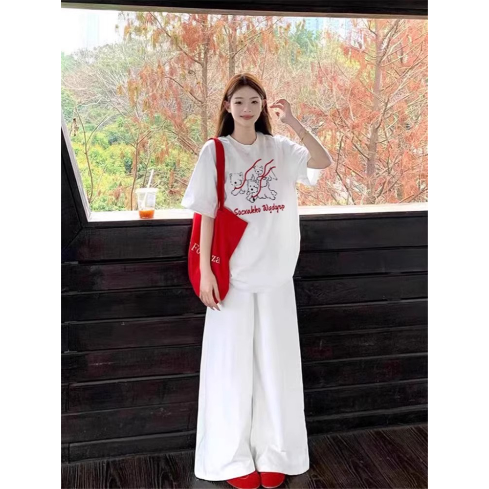 01291# 【新店开业活动】（100%棉）短袖T恤女宽松大码印花