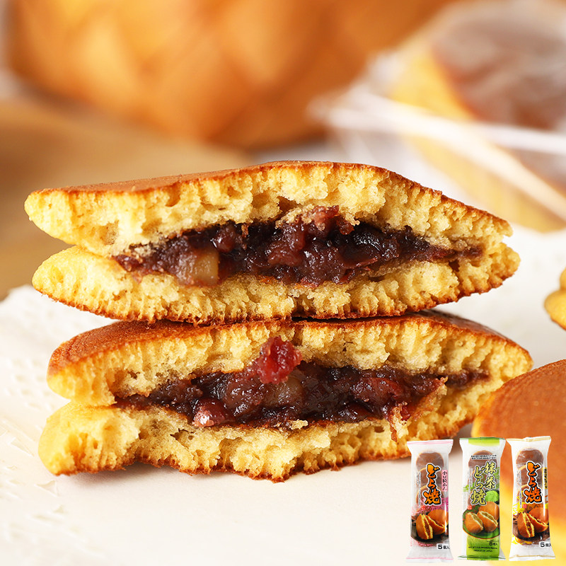 日本进口日吉制果栗子红豆板栗夹心铜锣烧休闲零食糕点 5枚/300g