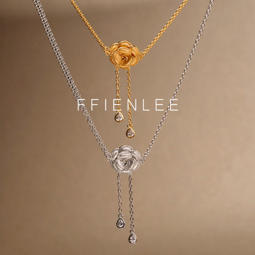 坠链均925银  花间醉意 轻奢小众毛衣链女款气质花花项链