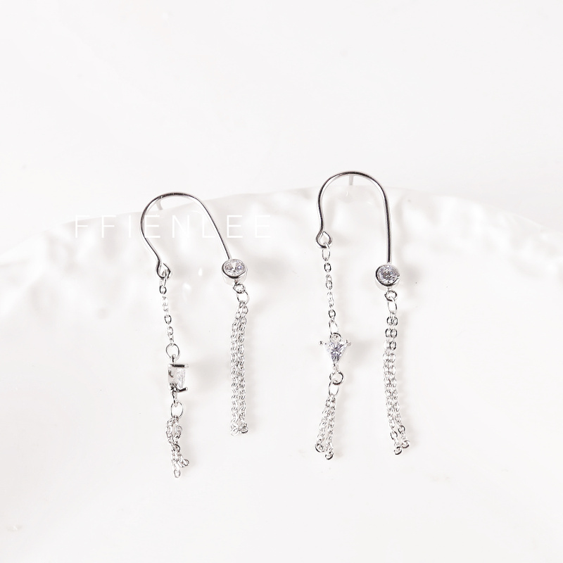 925银耳饰 出水芙蓉 精致个性U字款耳饰轻奢小众高级感流苏耳饰