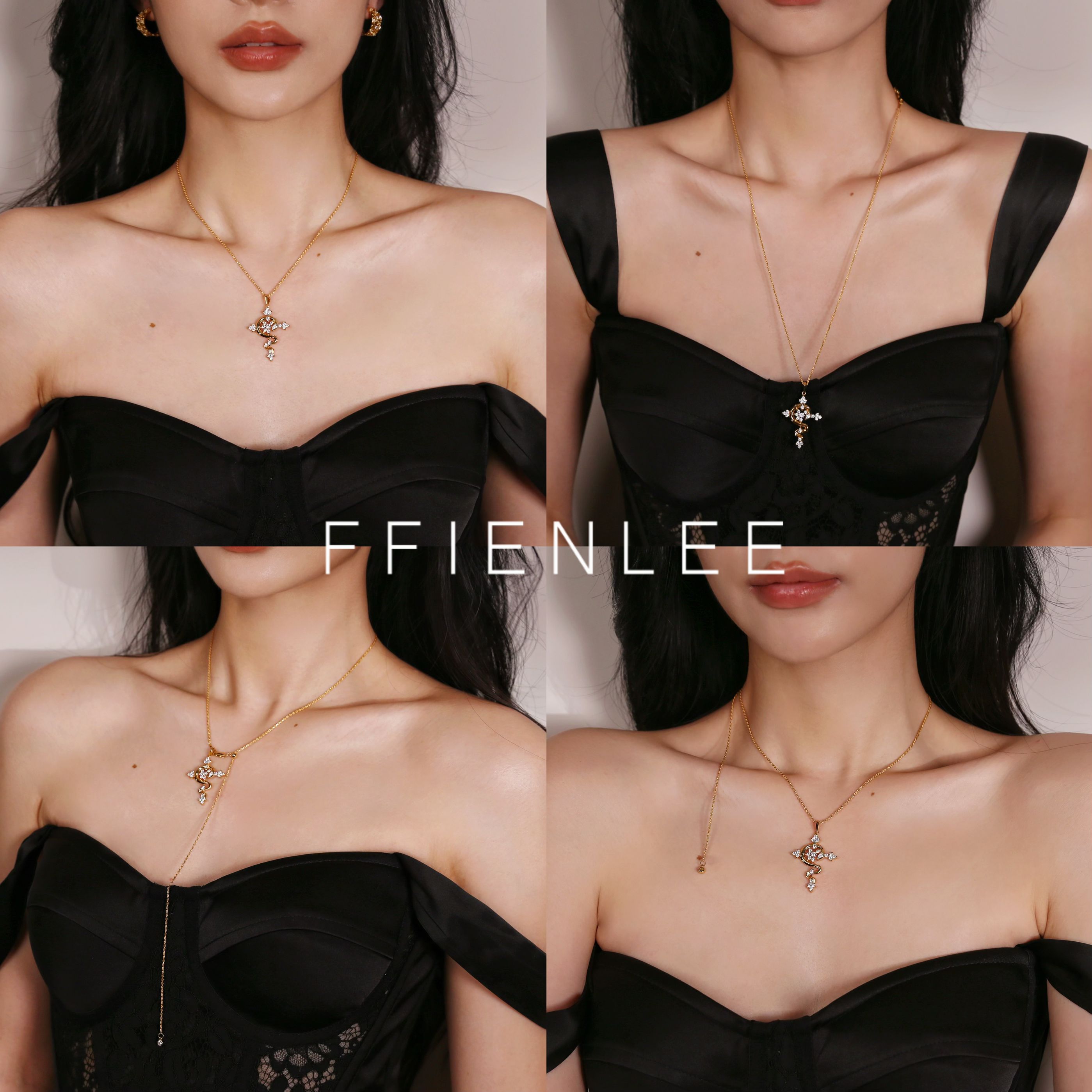 925银项链  灵蛇权杖 轻奢小众高级感中古金色十字架灵蛇项链