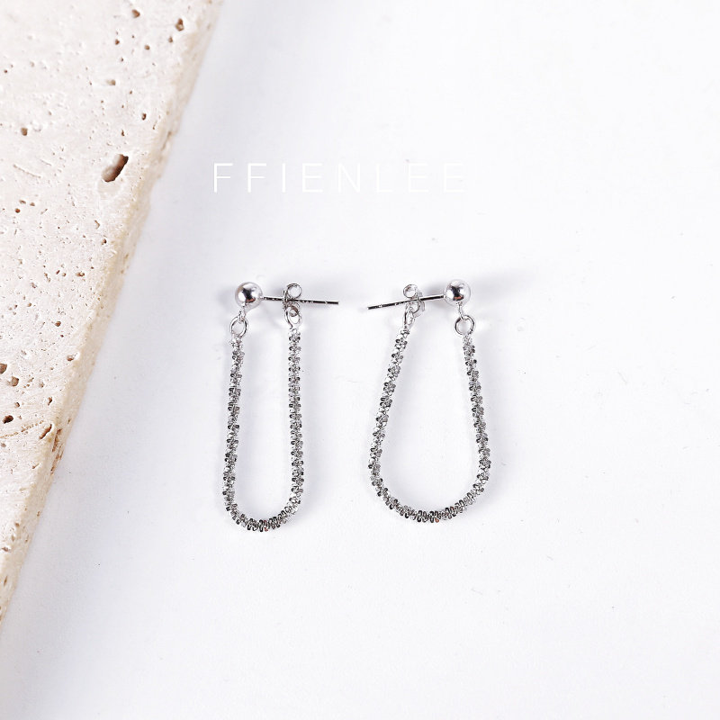 925银耳饰  雪花冰 波光粼粼碎冰冰满天星耳钉后挂式耳环简约耳饰