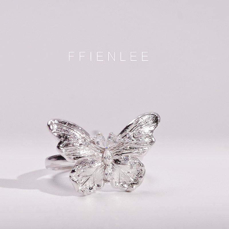 925银戒指  蝶舞幻影 匠心精工蝴蝶造型开口银戒指
