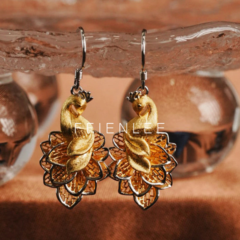 925银耳饰  雀舞琳琅 轻奢小众设计孔雀耳饰女款气质个性耳环,饰品/流行首饰/时尚饰品新,银饰耳饰,淘宝优惠券,粉丝福利购,淘宝优惠卷