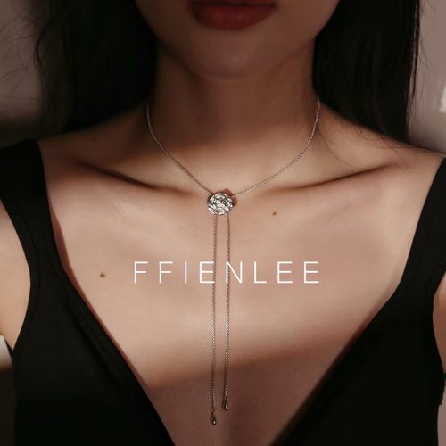 925银项链  丝绒玫瑰颂 法式复古玫瑰花项链高级感抽拉式毛衣链