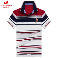 Fugui chim mùa hè kinh doanh bình thường nam ngắn tay áo thun cotton sọc áo polo từ bi thanh niên thủy triều - Polo áo thun nam có cổ lacoste