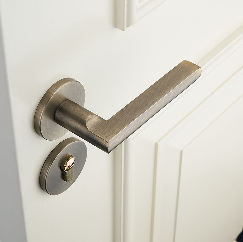 青古铜门锁室内卧室房门锁家用新中式静音门把手分体磁吸锁木门锁