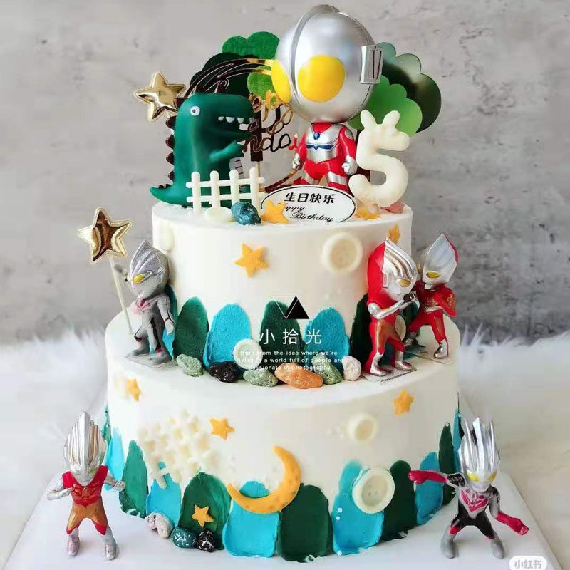 儿童节烘焙生日蛋糕变形超人托雷基亚钢铁飞龙打怪兽孩玩具插件