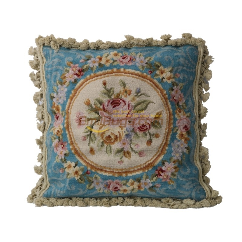 needlepoint绒绣抱枕民族编织抱枕加厚艺术刺绣花卉维多利亚风格