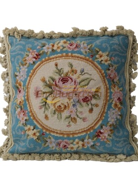needlepoint绒绣抱枕民族编织抱枕加厚艺术刺绣花卉维多利亚风格