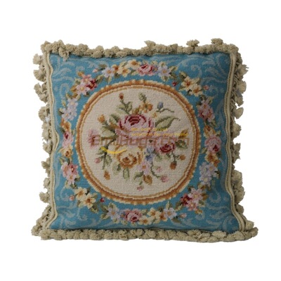 needlepoint绒绣抱枕民族编织抱枕加厚艺术刺绣花卉维多利亚风格