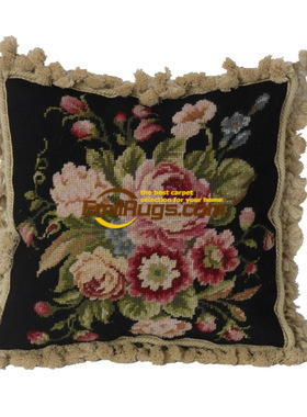 绒绣抱枕民族编织抱枕乡村重磅工艺needlepoint绣花靠垫美式艺术