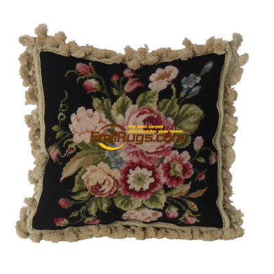 绒绣抱枕民族编织抱枕乡村重磅工艺needlepoint绣花靠垫美式艺术