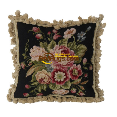 绒绣抱枕民族编织抱枕乡村重磅工艺needlepoint绣花靠垫美式艺术