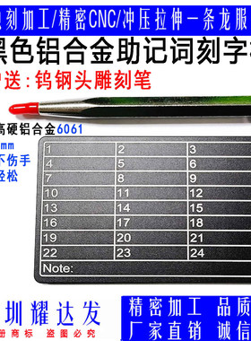 黑色铝合金3mm厚帮助记词语刻字板深圳工厂直销定做易刻不伤手