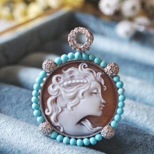 意大利贝雕卡梅奥项链吊坠