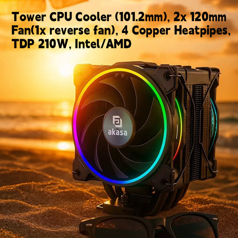 AKASA电脑cpu散热器反叶pwm风扇