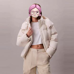 冬季新款休闲通勤印花立领连帽不可拆卸羽绒服25091341