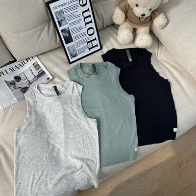 时尚简约莫代尔弹力套头纯色工字圆领运动背心打底单穿26011640