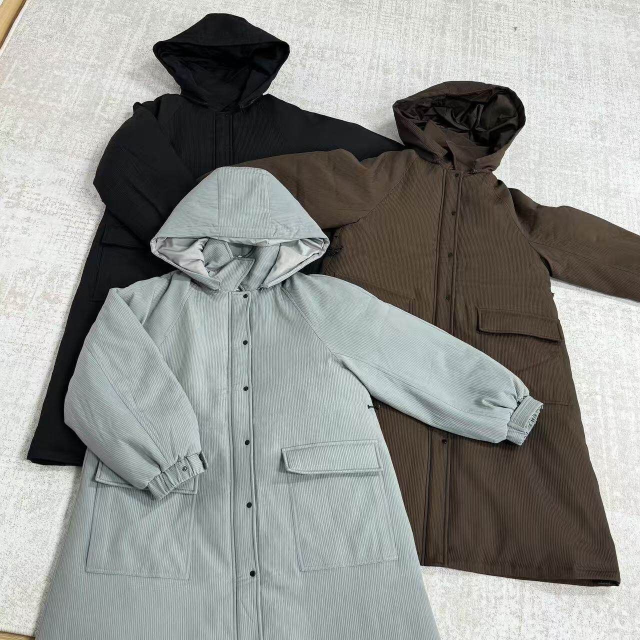 冬季连帽长款可拆卸帽超暖活落肩袖单排扣棉服25110841