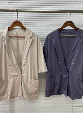 夏季薄极简优雅纯色宽松七分袖小西装ins西服外套凉感女25060841