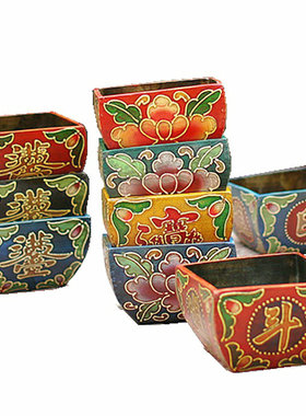 安安庐手绘做旧水果篮花盆元宝