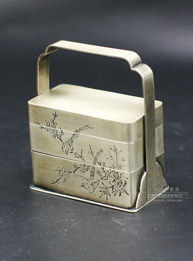 仿古白铜小号首饰盒三层提盒包邮