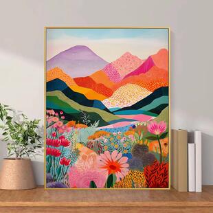 多巴胺彩色高山花客厅装 饰画马蒂斯抽象餐厅壁画玄关走廊过道挂画