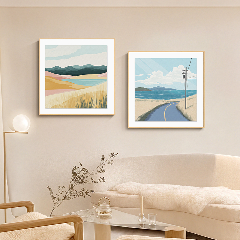 ins风客厅装饰画高级感沙发背景墙北欧小清新风景挂画餐厅装饰画图片