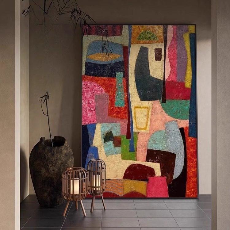 毕加索客厅玄关装饰画多巴胺沙发背景墙挂画高级抽象艺术卧室壁画