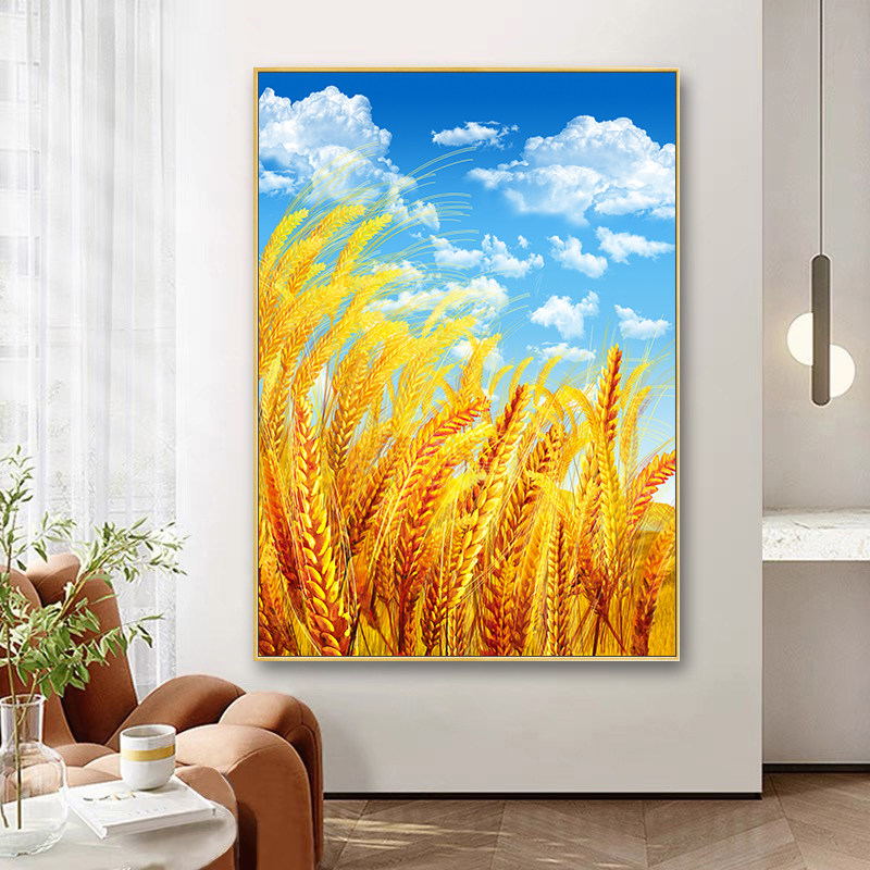 风吹麦浪客厅装饰画金色丰收麦田麦穗餐厅墙壁画卧室玄关走廊挂画,家居饰品,现代装饰画,淘宝优惠券,粉丝福利购,淘宝优惠卷